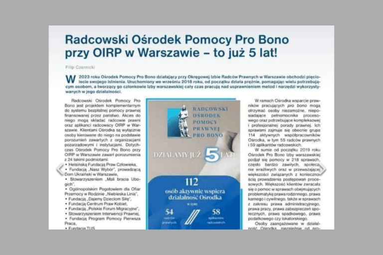Ośrodek Pomocy Pro Bono ma już 5 lat!